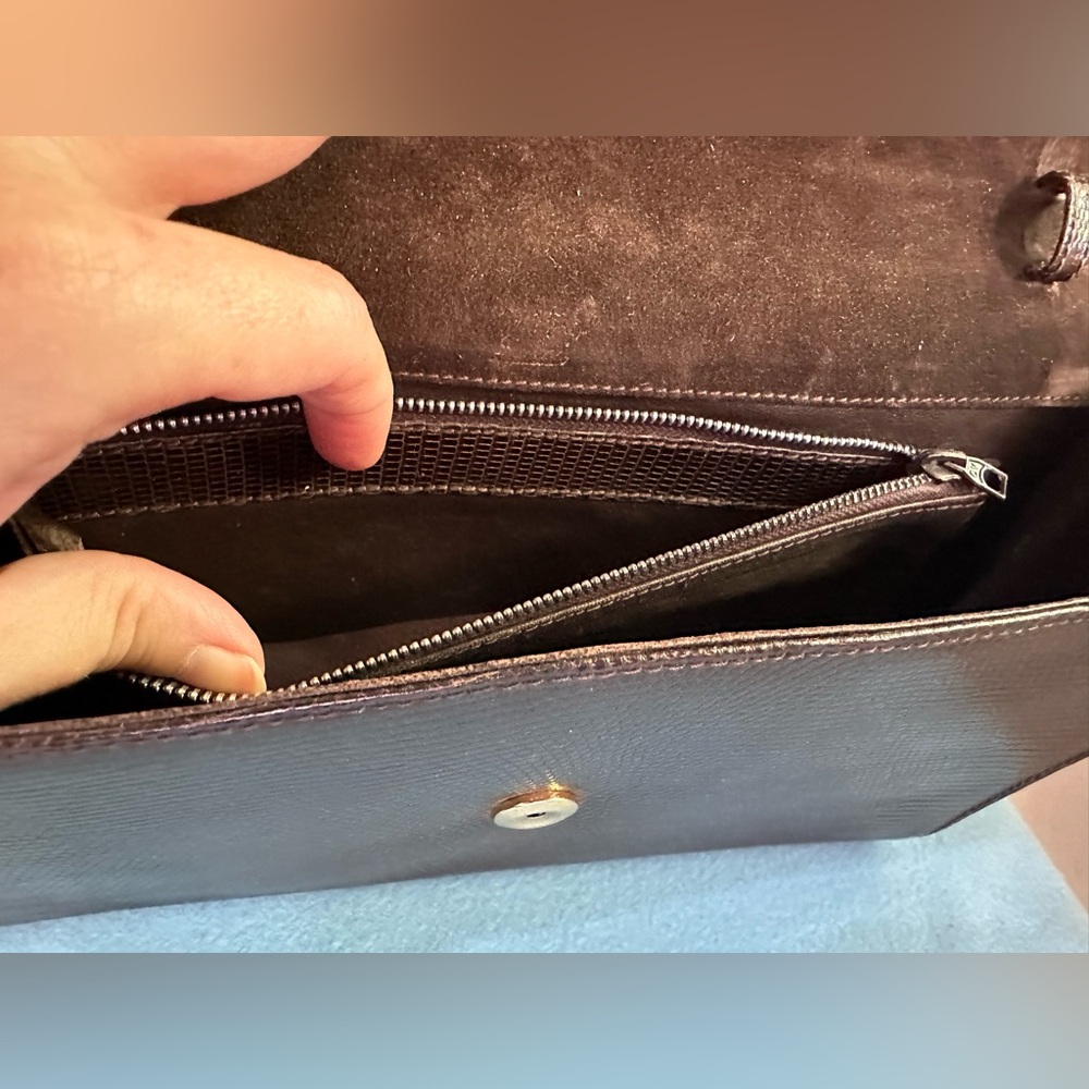 Rare Vintage Gucci Lizard Clutch in Dark Brown - Picture 5 of 13